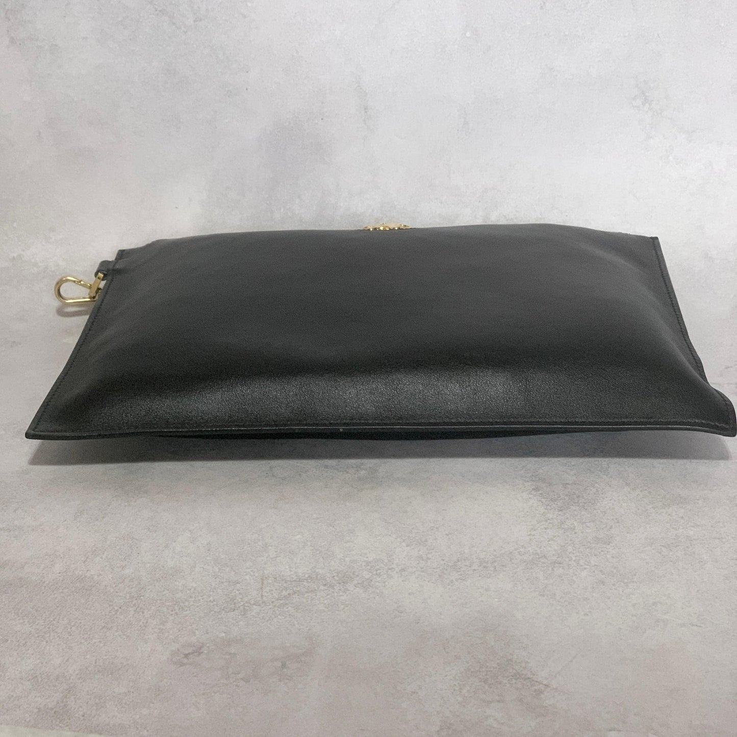 VERSACE Bag Medusa Clutch Purse Hand Leather Black Gold Used Authentic