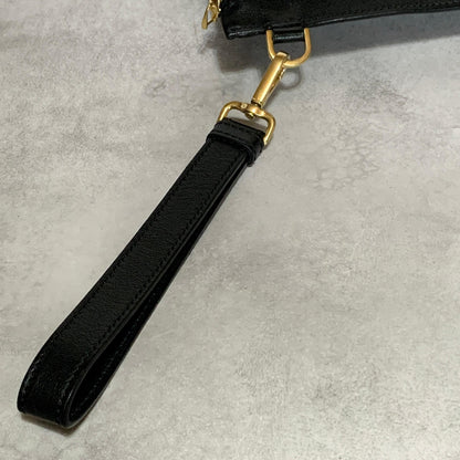 VERSACE Bag Medusa Clutch Purse Hand Leather Black Gold Used Authentic