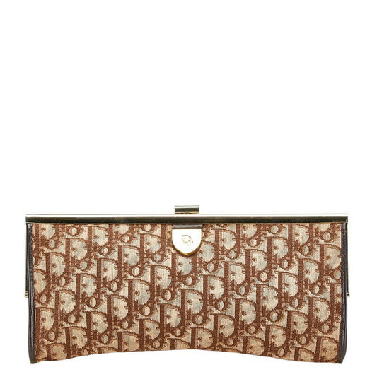 Christian Dior Clutch Bag Second Bag Trotter Canvas Leather Brown Authentic