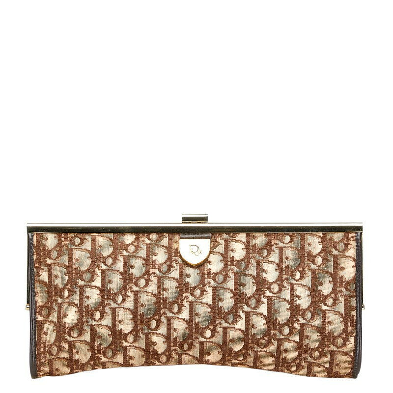 Christian Dior Clutch Bag Second Bag Trotter Canvas Leather Brown Authentic