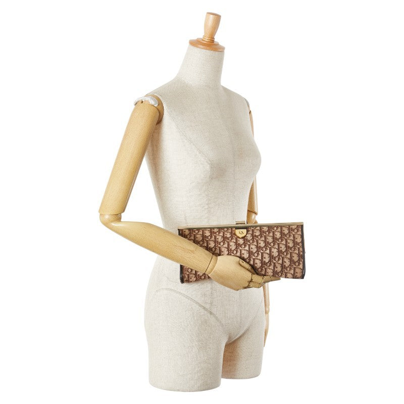 Christian Dior Clutch Bag Second Bag Trotter Canvas Leather Brown Authentic