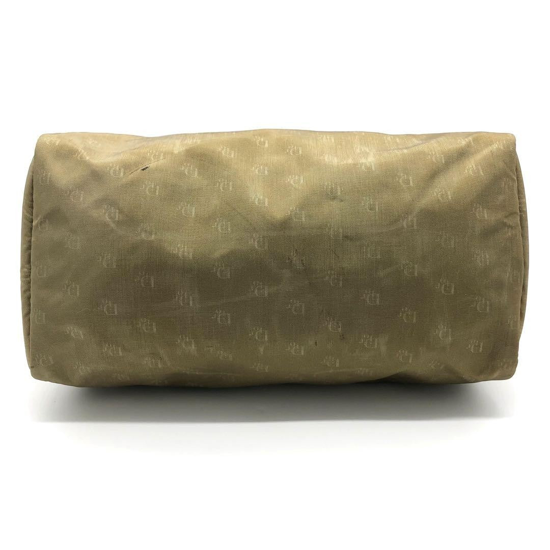 Christian Dior Boston Hand Bag Tote Purse Logo Nylon Khaki Authentic