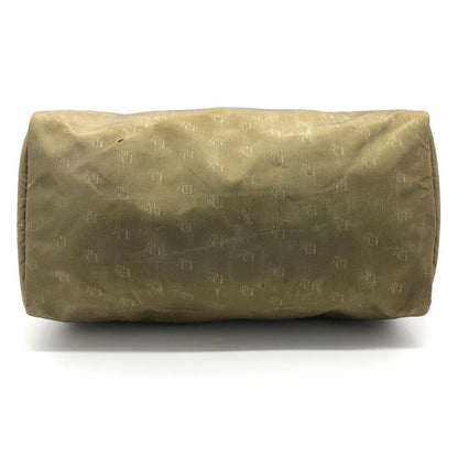 Christian Dior Boston Hand Bag Tote Purse Logo Nylon Khaki Authentic