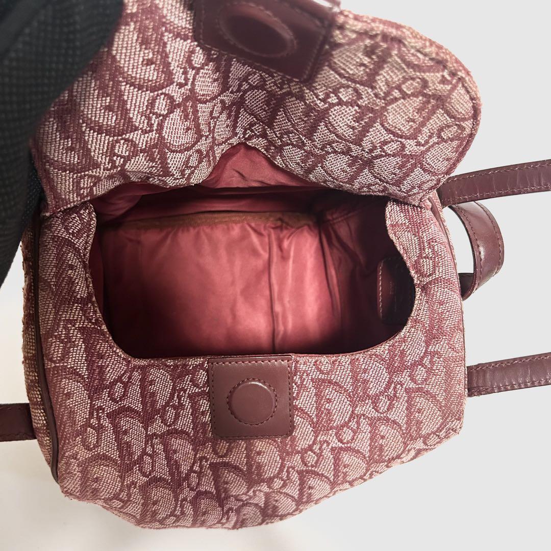 Christian Dior Hand Bag Tote Purse Trotter Canvas Leather Pink Authentic