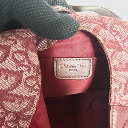 Christian Dior Hand Bag Tote Purse Trotter Canvas Leather Pink Authentic