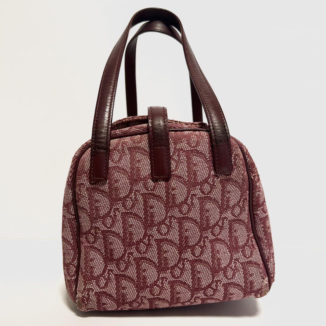 Christian Dior Hand Bag Tote Purse Trotter Canvas Leather Pink Authentic
