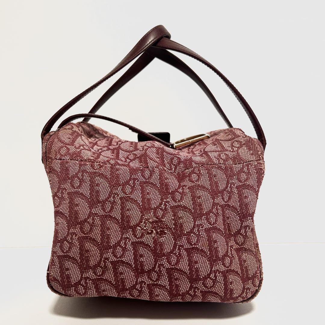 Christian Dior Hand Bag Tote Purse Trotter Canvas Leather Pink Authentic