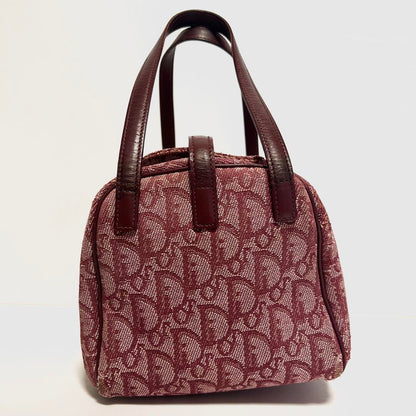 Christian Dior Hand Bag Tote Purse Trotter Canvas Leather Pink Authentic