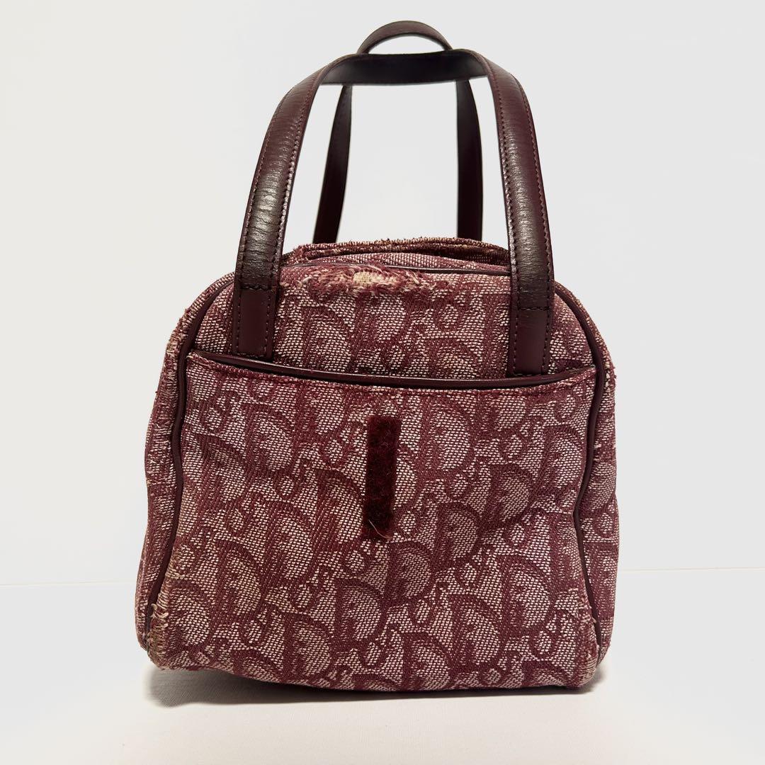 Christian Dior Hand Bag Tote Purse Trotter Canvas Leather Pink Authentic