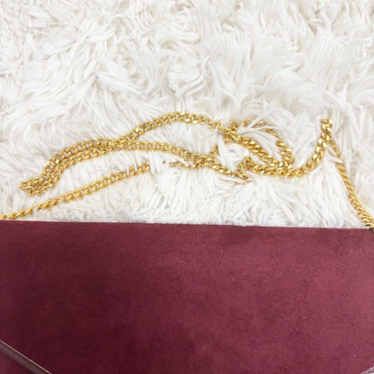 Christian Dior Shoulder Bag Purse Chain Suede Leather Bordeaux Authentic