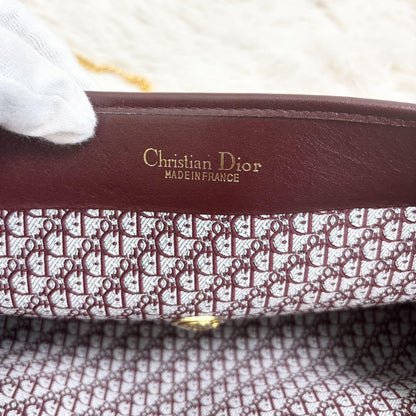 Christian Dior Shoulder Bag Purse Chain Suede Leather Bordeaux Authentic