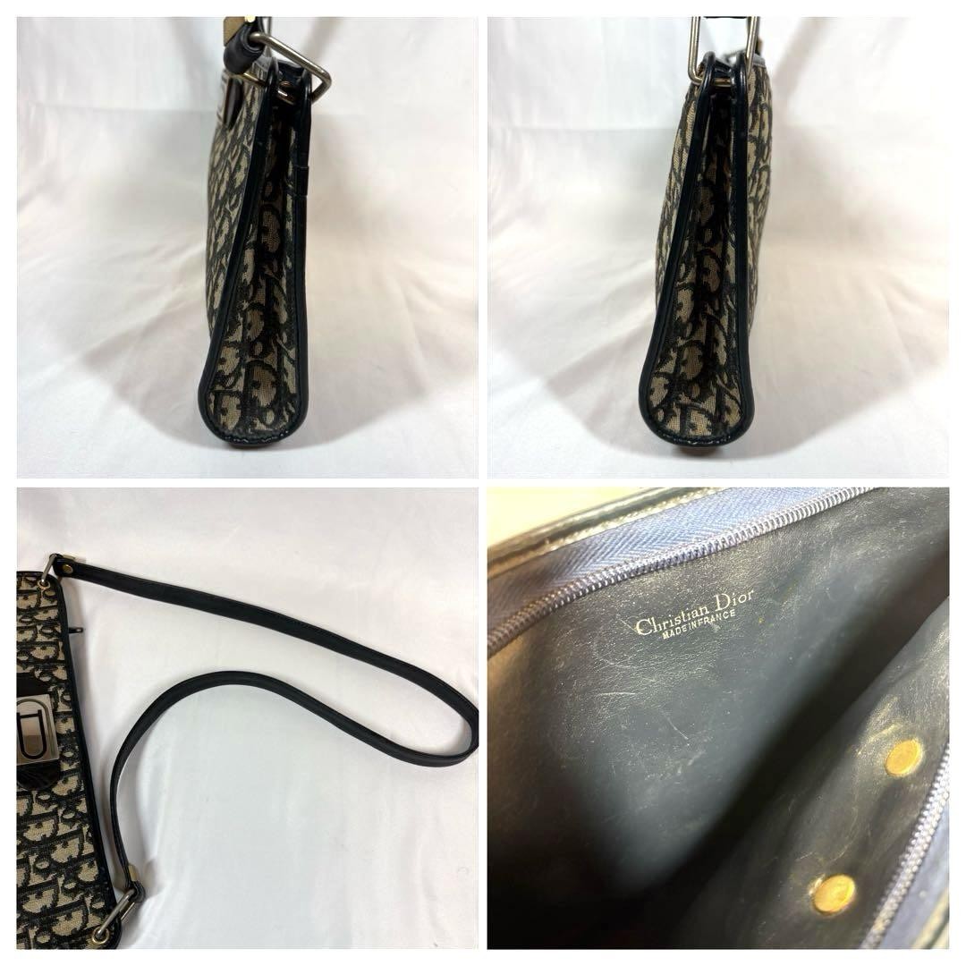 Christian Dior Shoulder Bag Purse Trotter Leather Canvas Authentic