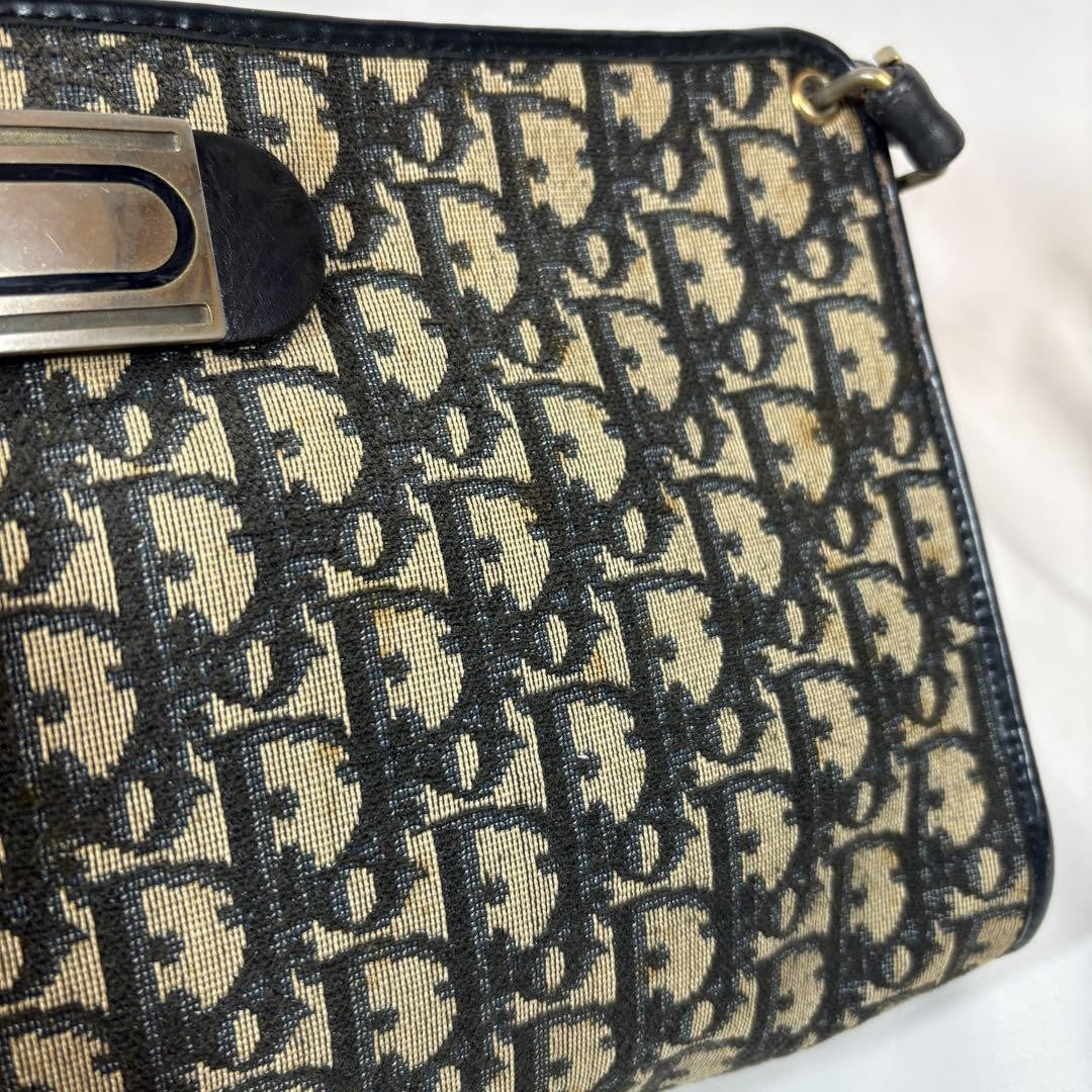 Christian Dior Shoulder Bag Purse Trotter Leather Canvas Authentic