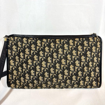 Christian Dior Shoulder Bag Purse Trotter Leather Canvas Authentic