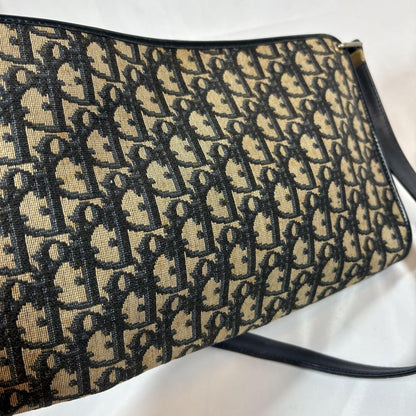 Christian Dior Shoulder Bag Purse Trotter Leather Canvas Authentic