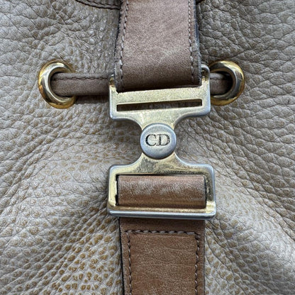 Christian Dior Shoulder Bag Purse Leather Beige Brown Authentic