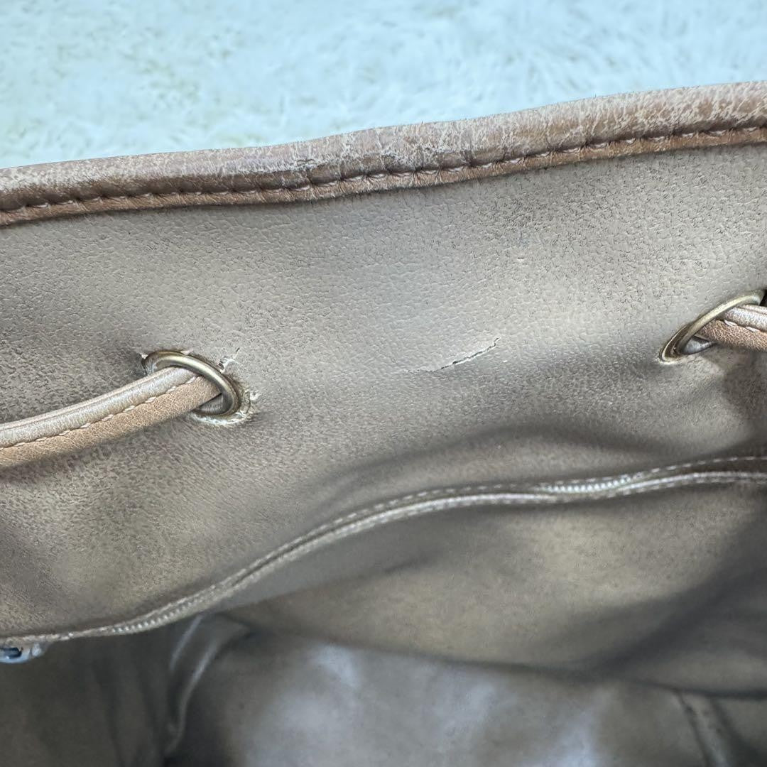 Christian Dior Shoulder Bag Purse Leather Beige Brown Authentic