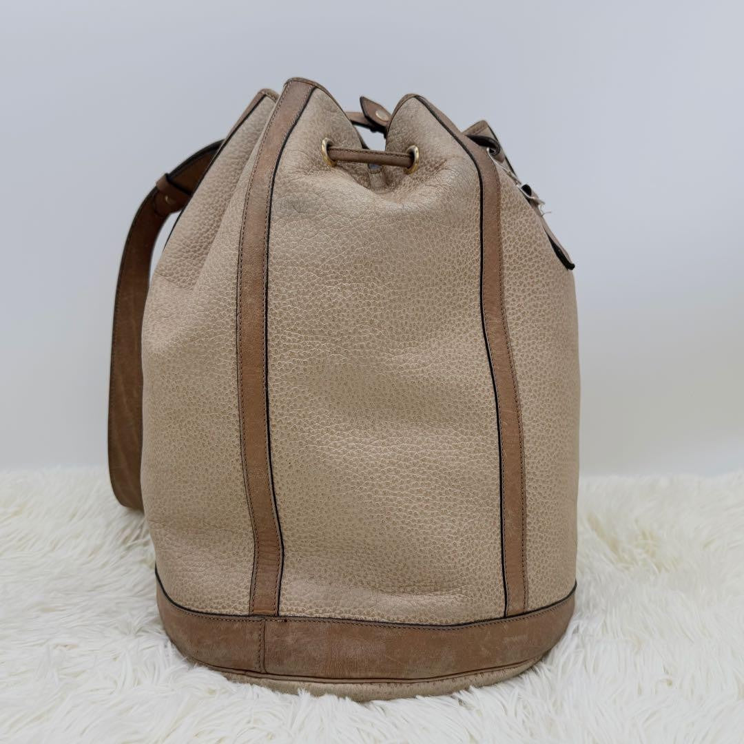 Christian Dior Shoulder Bag Purse Leather Beige Brown Authentic