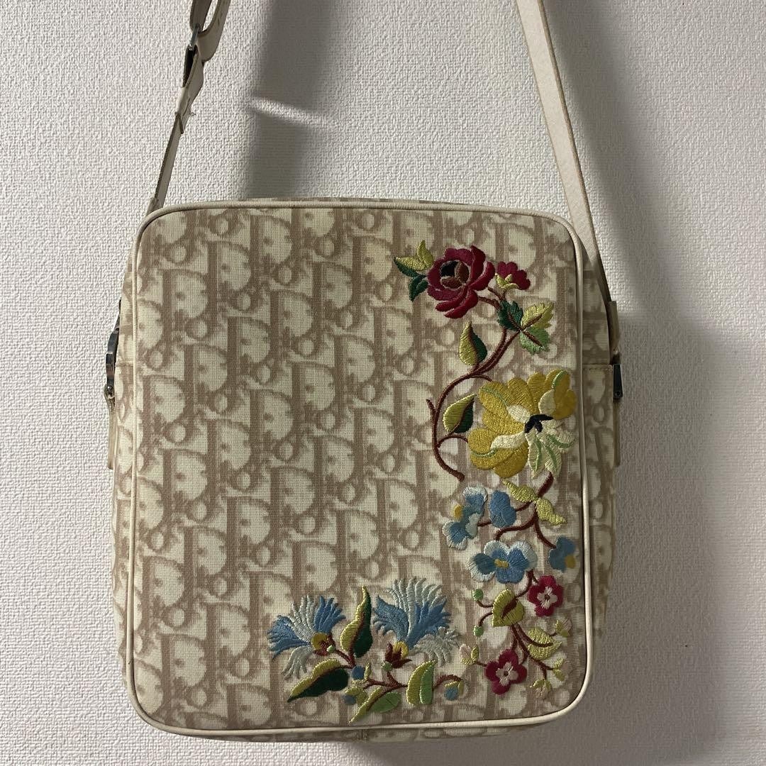 Christian Dior Shoulder Bag Purse Trotter Beige Authentic