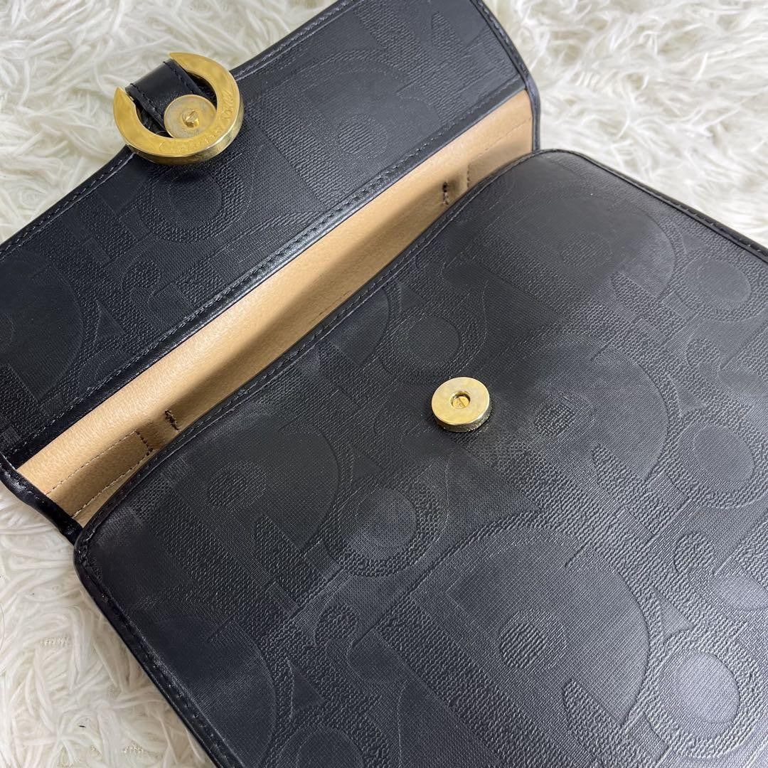 Christian Dior Hand Shoulder Bag Tote Purse 2way Trotter PVC Leather Black Auth