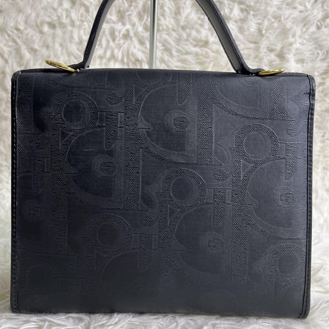 Christian Dior Hand Shoulder Bag Tote Purse 2way Trotter PVC Leather Black Auth