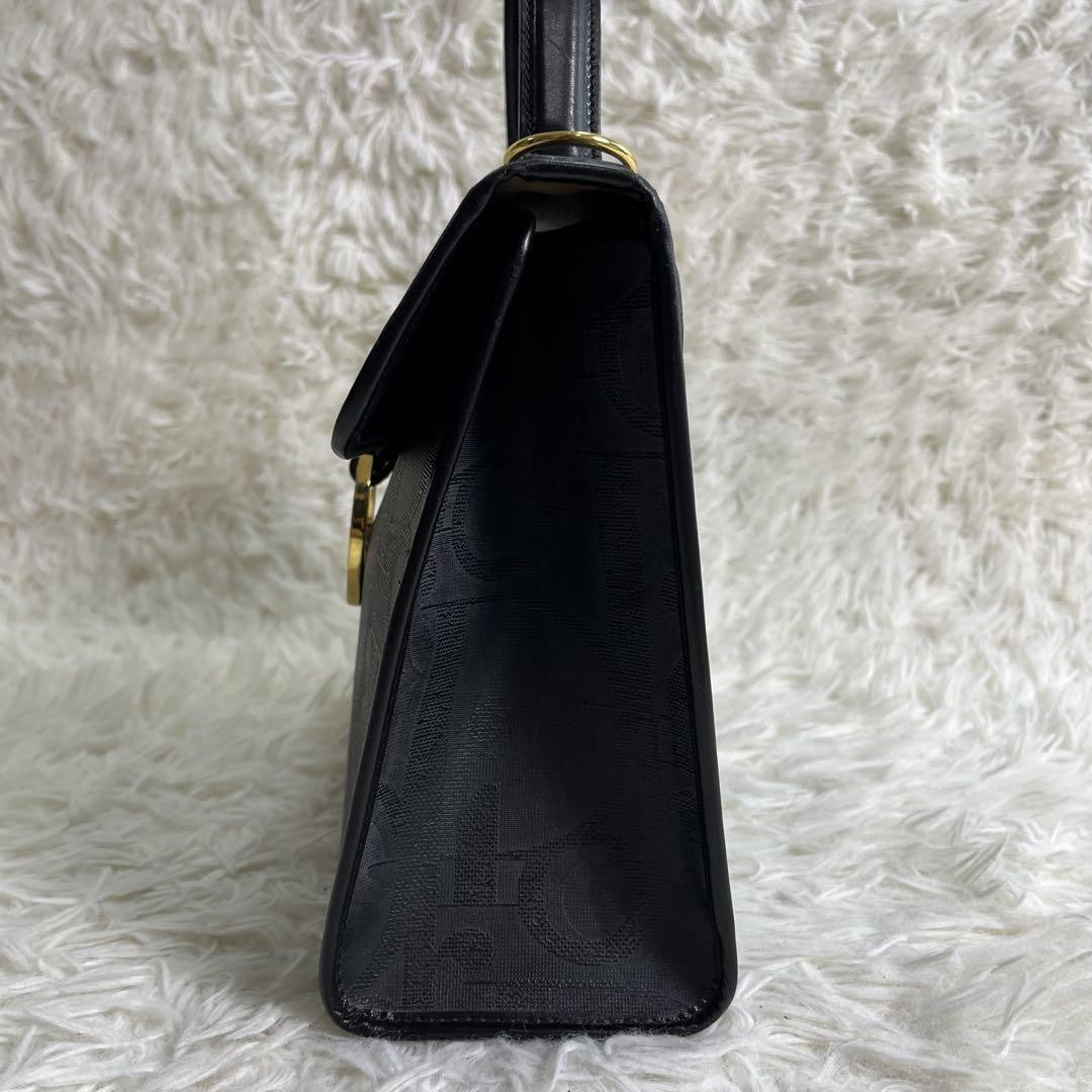 Christian Dior Hand Shoulder Bag Tote Purse 2way Trotter PVC Leather Black Auth