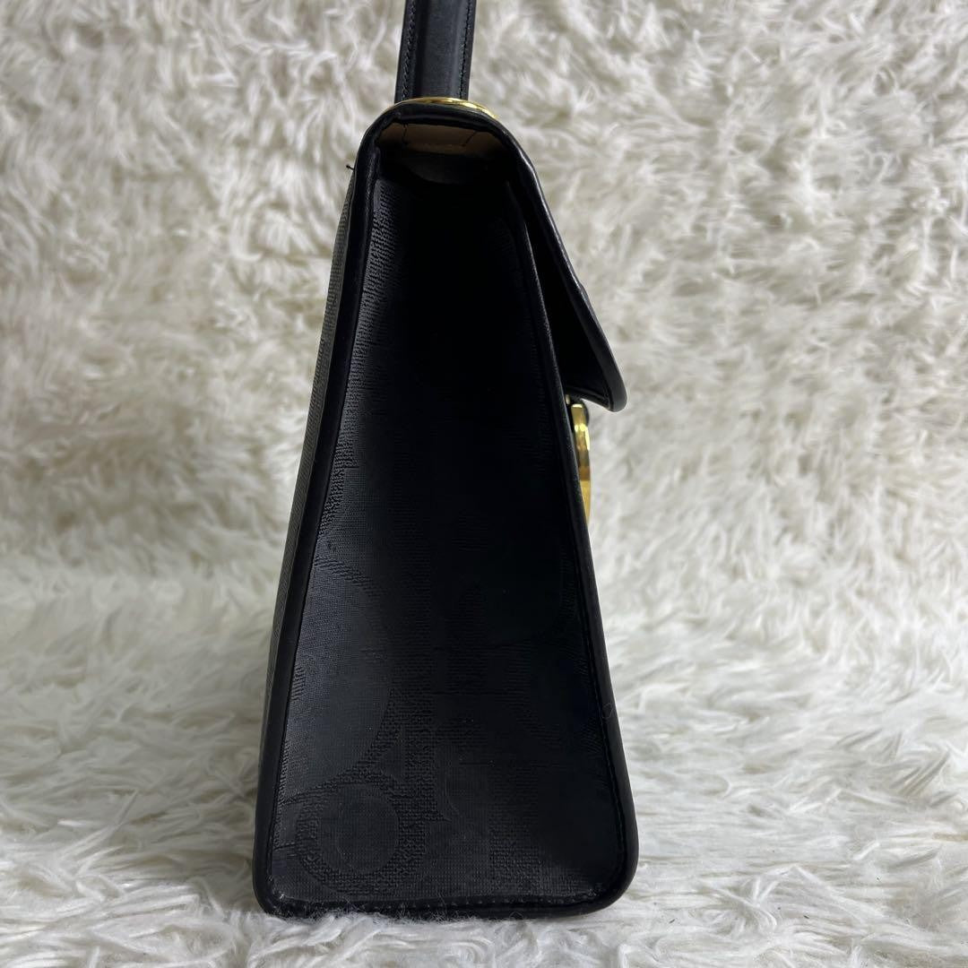 Christian Dior Hand Shoulder Bag Tote Purse 2way Trotter PVC Leather Black Auth
