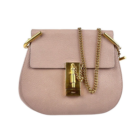 Chloe Shoulder Bag Purse Drew Leather Pink Beige Authentic