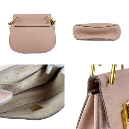 Chloe Shoulder Bag Purse Drew Leather Pink Beige Authentic