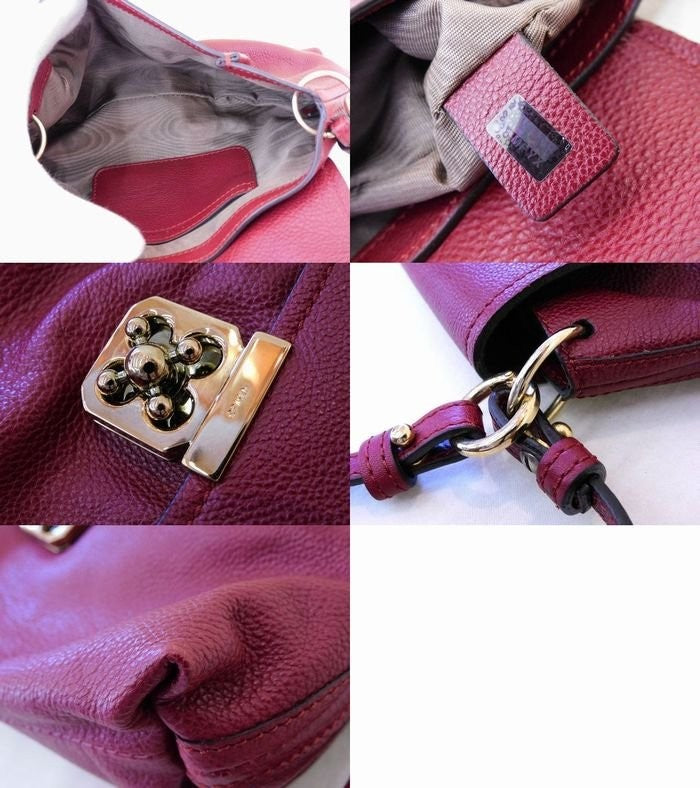 Chloe Mini Hand Shoulder Bag Tote Purse 2way Leather Red Authentic