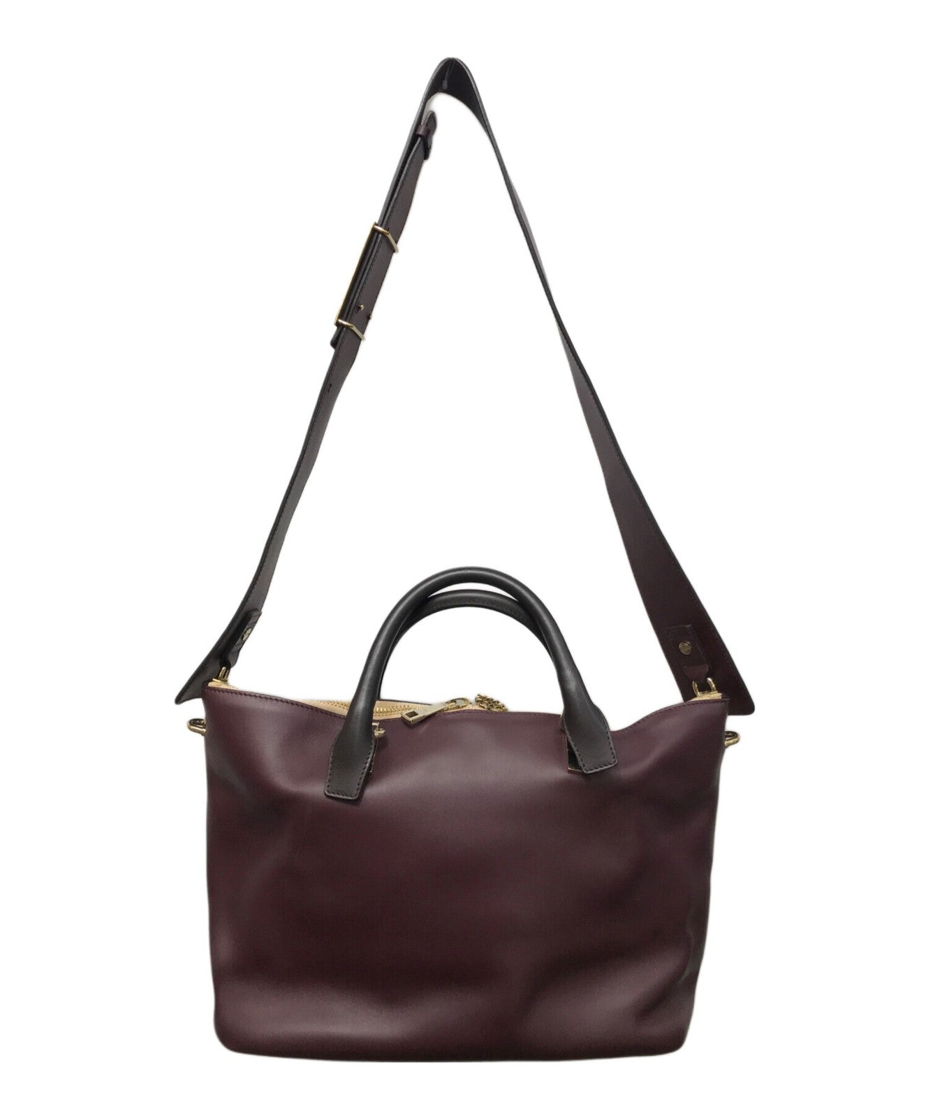 Chloe Hand Shoulder Bag Tote Purse 2way Purple Beige Authentic