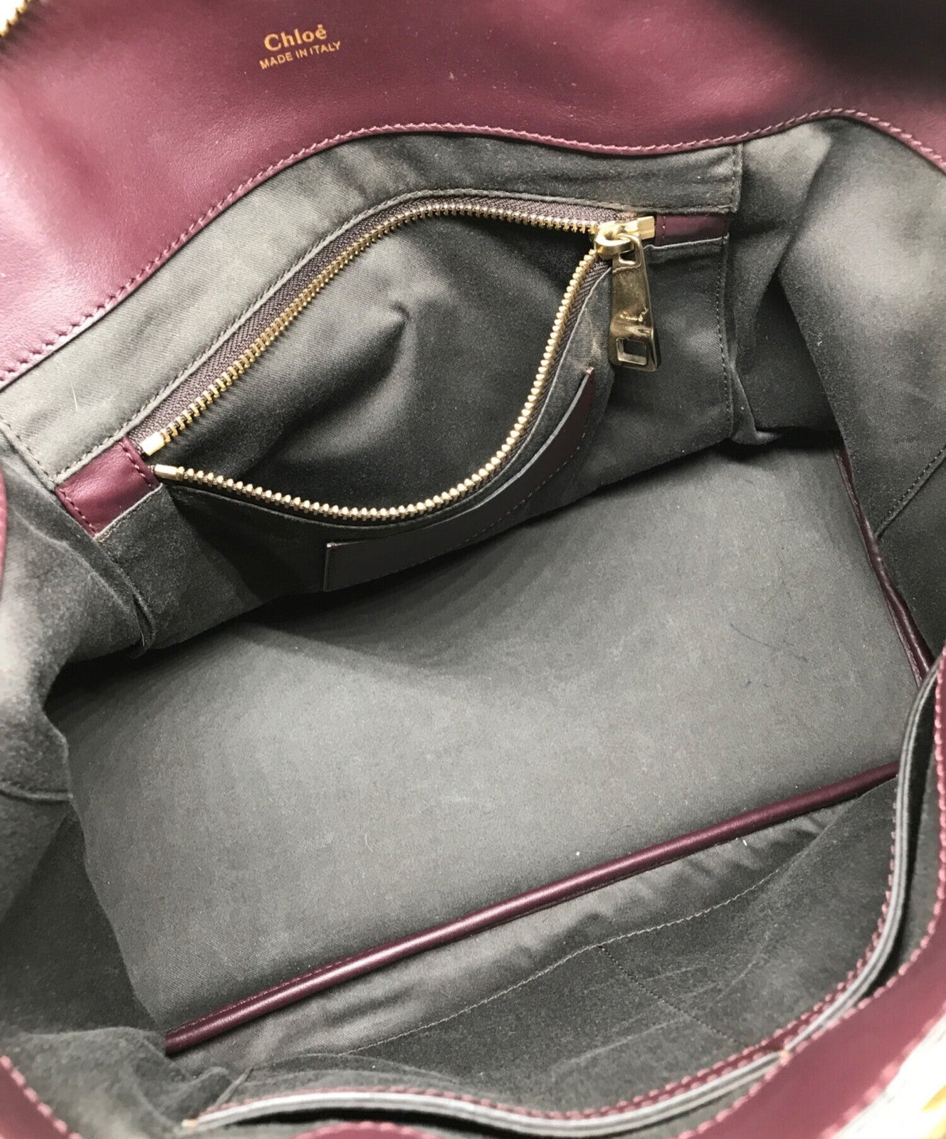 Chloe Hand Shoulder Bag Tote Purse 2way Purple Beige Authentic