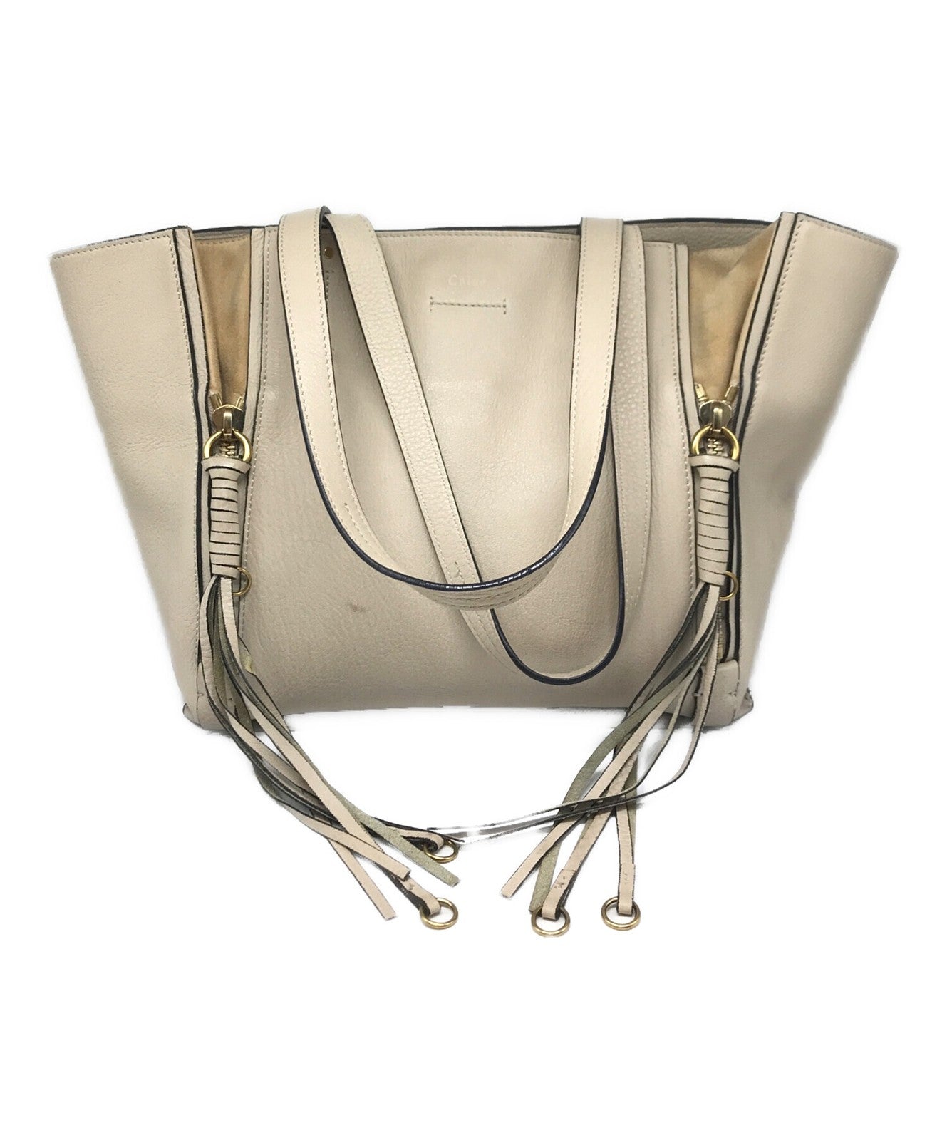 Chloe Hand Bag Tote Purse Milo Beige Authentic