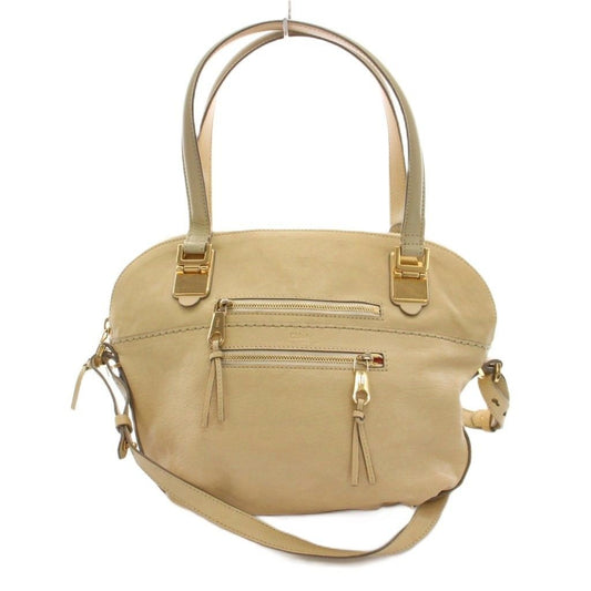 Chloe Hand Shoulder Bag Tote Purse 2way ANGIE Leather Beige Authentic