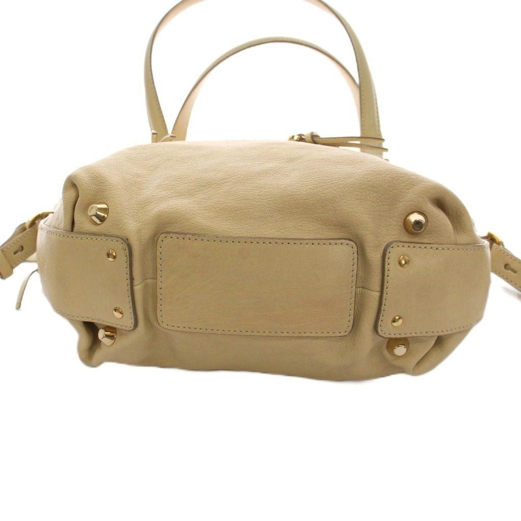 Chloe Hand Shoulder Bag Tote Purse 2way ANGIE Leather Beige Authentic