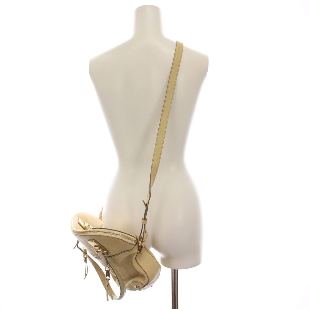 Chloe Hand Shoulder Bag Tote Purse 2way ANGIE Leather Beige Authentic