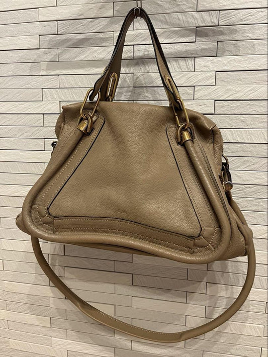 Chloe Hand Bag Tote Purse Paraty Leather Beige Authentic