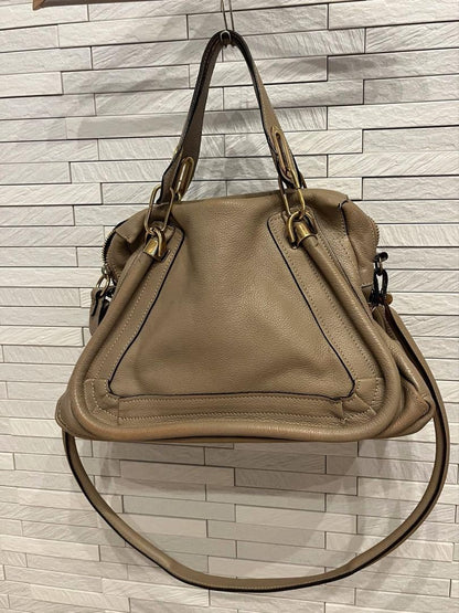 Chloe Hand Bag Tote Purse Paraty Leather Beige Authentic