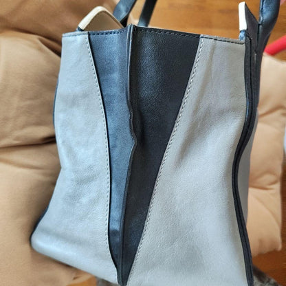 Chloe Hand Bag Tote Purse Leather Black Gray Authentic