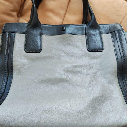 Chloe Hand Bag Tote Purse Leather Black Gray Authentic