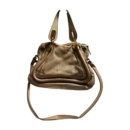 Chloe Hand Shoulder Bag Tote Purse 2way Paraty Leather Beige Authentic