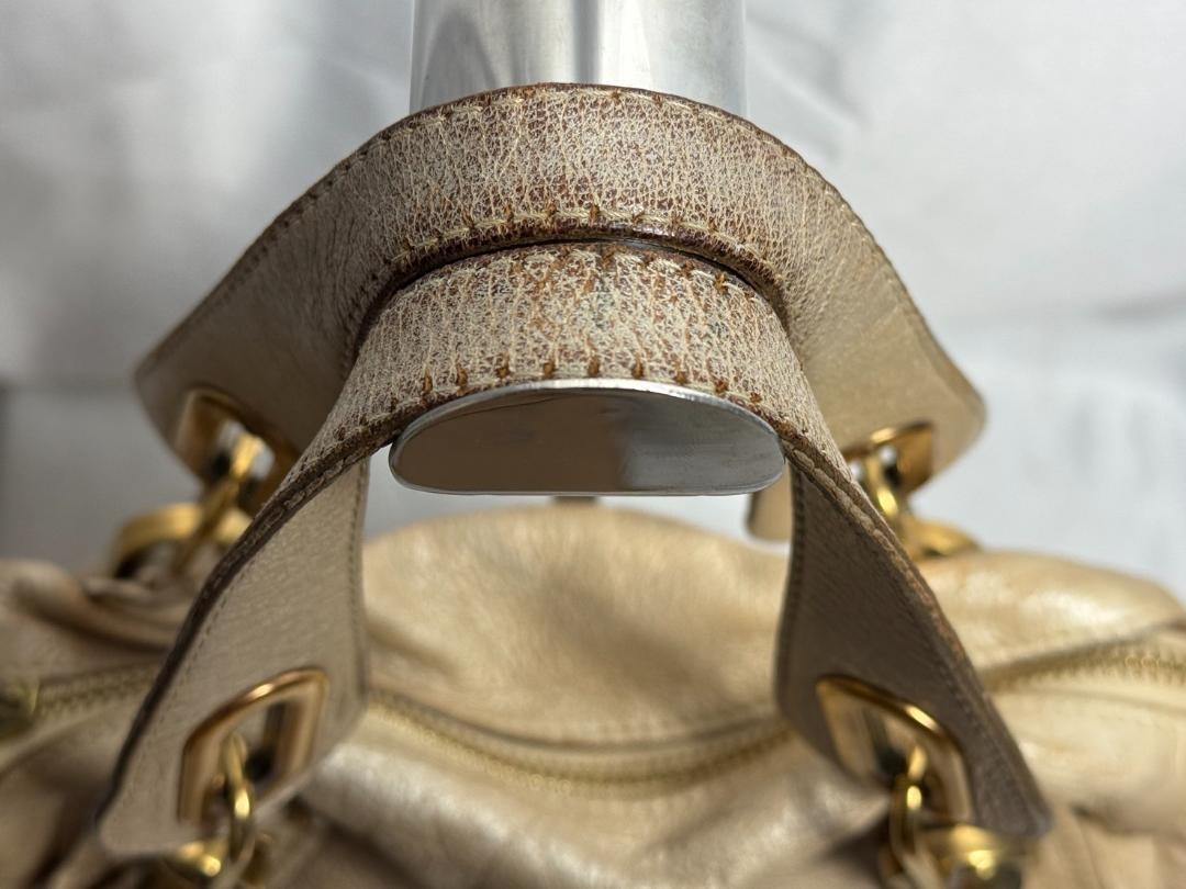 Chloe Hand Shoulder Bag Tote Purse 2way Paraty Leather Beige Authentic
