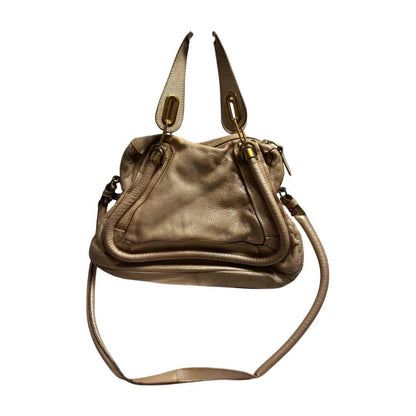 Chloe Hand Shoulder Bag Tote Purse 2way Paraty Leather Beige Authentic