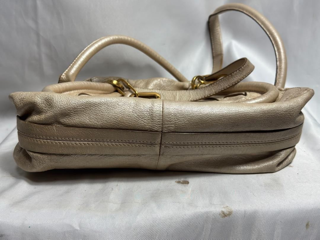Chloe Hand Shoulder Bag Tote Purse 2way Paraty Leather Beige Authentic
