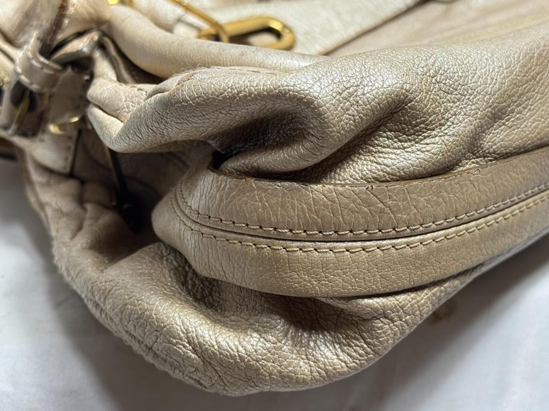 Chloe Hand Shoulder Bag Tote Purse 2way Paraty Leather Beige Authentic