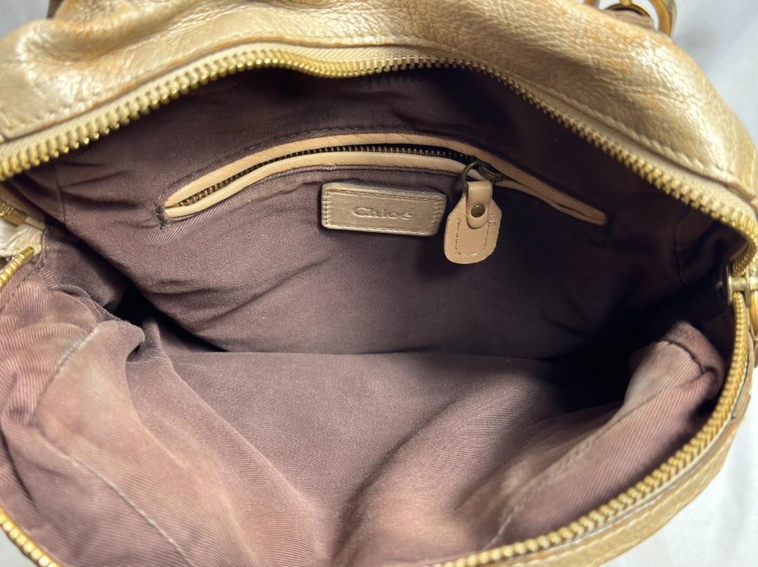 Chloe Hand Shoulder Bag Tote Purse 2way Paraty Leather Beige Authentic