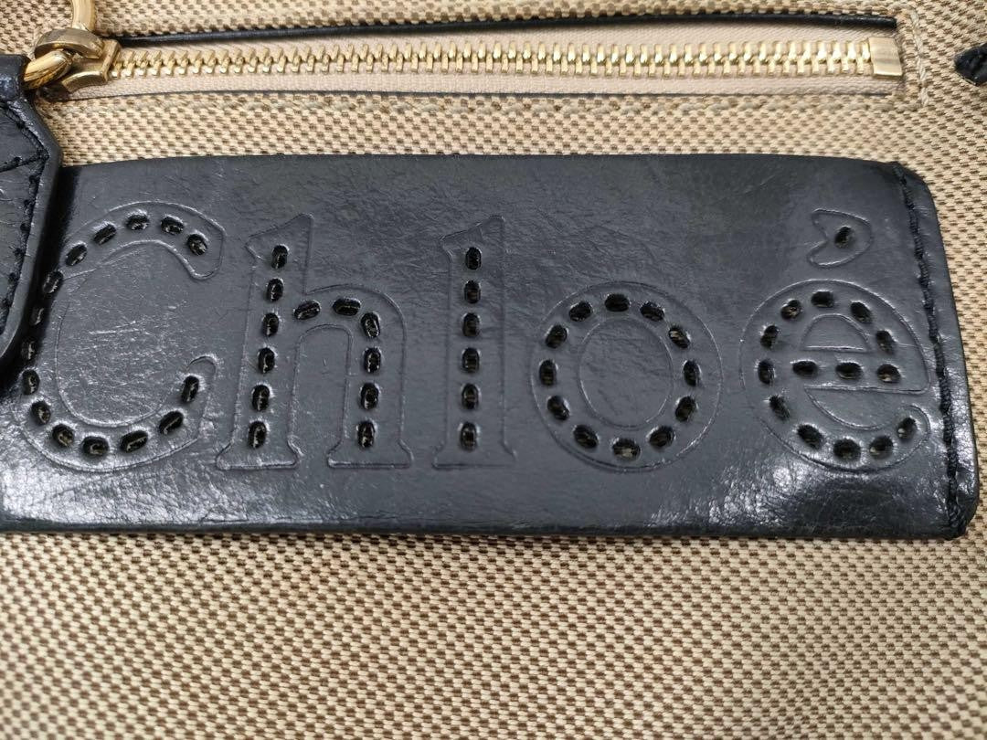 Chloe Hand Bag Tote Purse Canvas Leather Beige Authentic