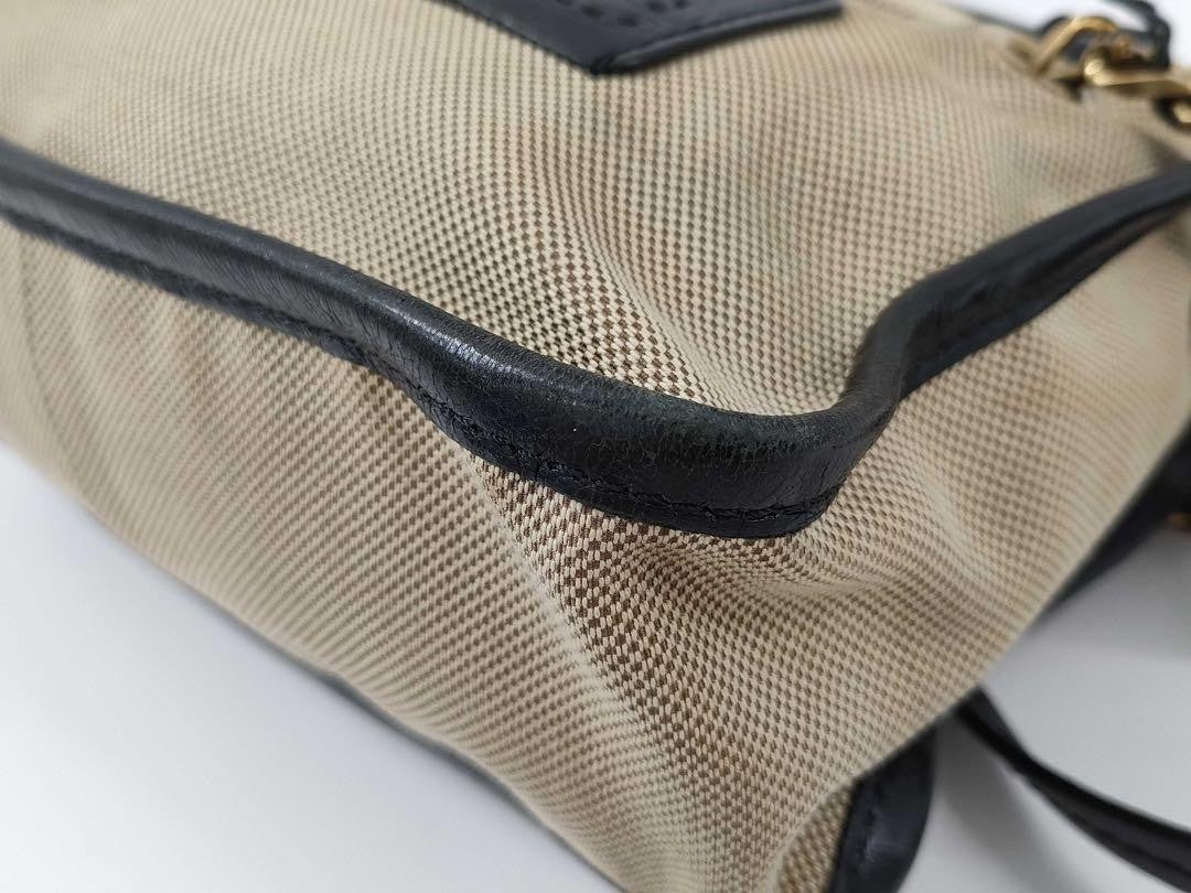 Chloe Hand Bag Tote Purse Canvas Leather Beige Authentic