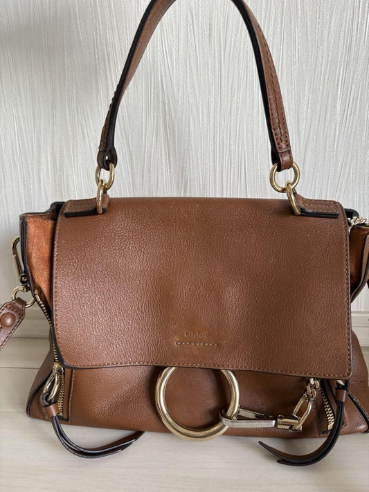 Chloe Hand Shoulder Bag Tote Purse 2way Brown Authentic