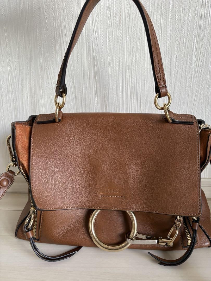 Chloe Hand Shoulder Bag Tote Purse 2way Brown Authentic